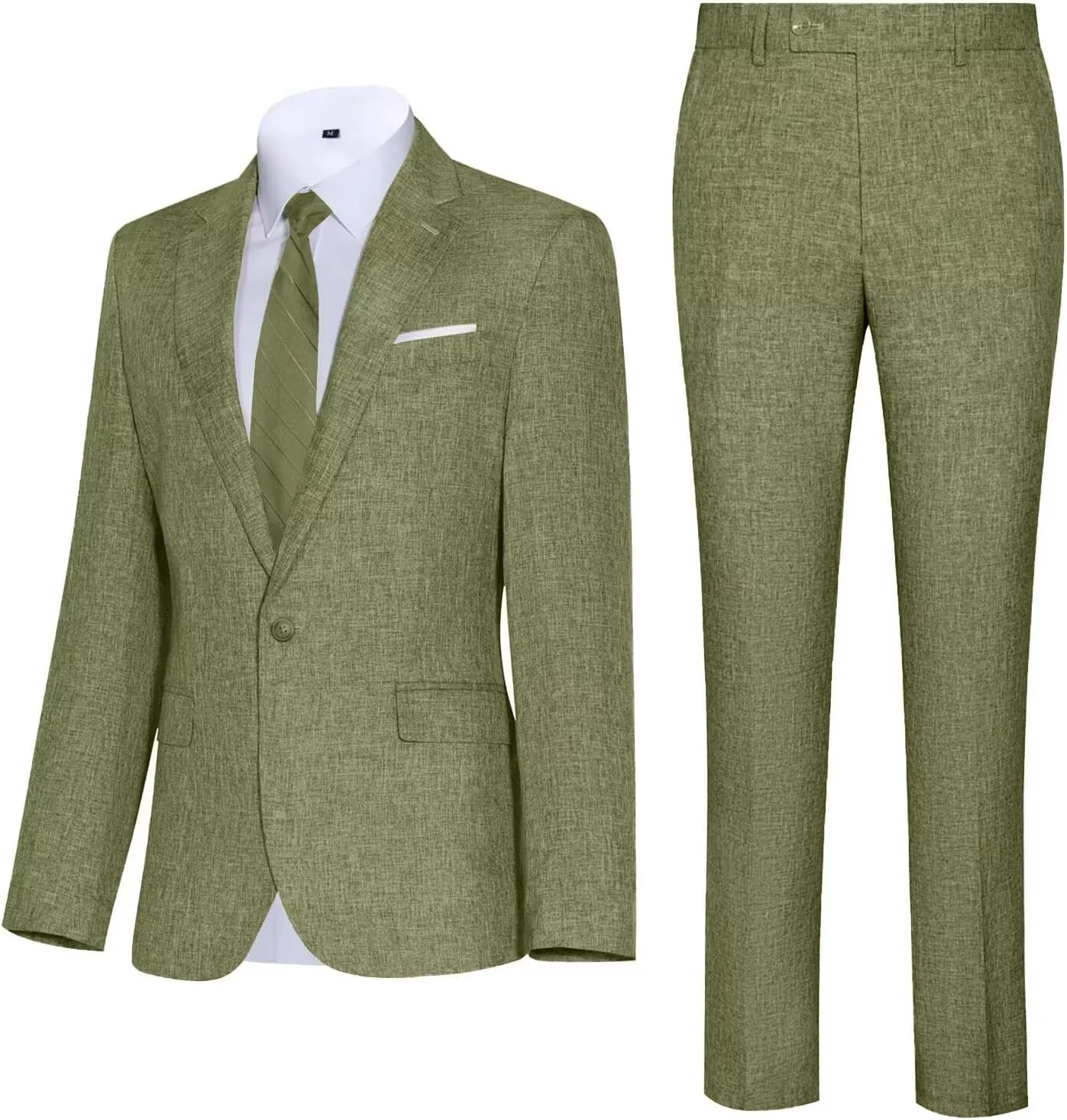 Mens Suits Classic Fit 2 Piece Lightweight Suit Set One Button Casual Jacket Blazer Pant for Men Wedding Bussiness