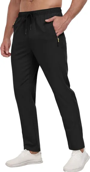 Men's Sweatpants Lightweight Workout Pants with Zipper Pockets Elastic Waist Athletic Pants for Men Exercise Jogging Hiking