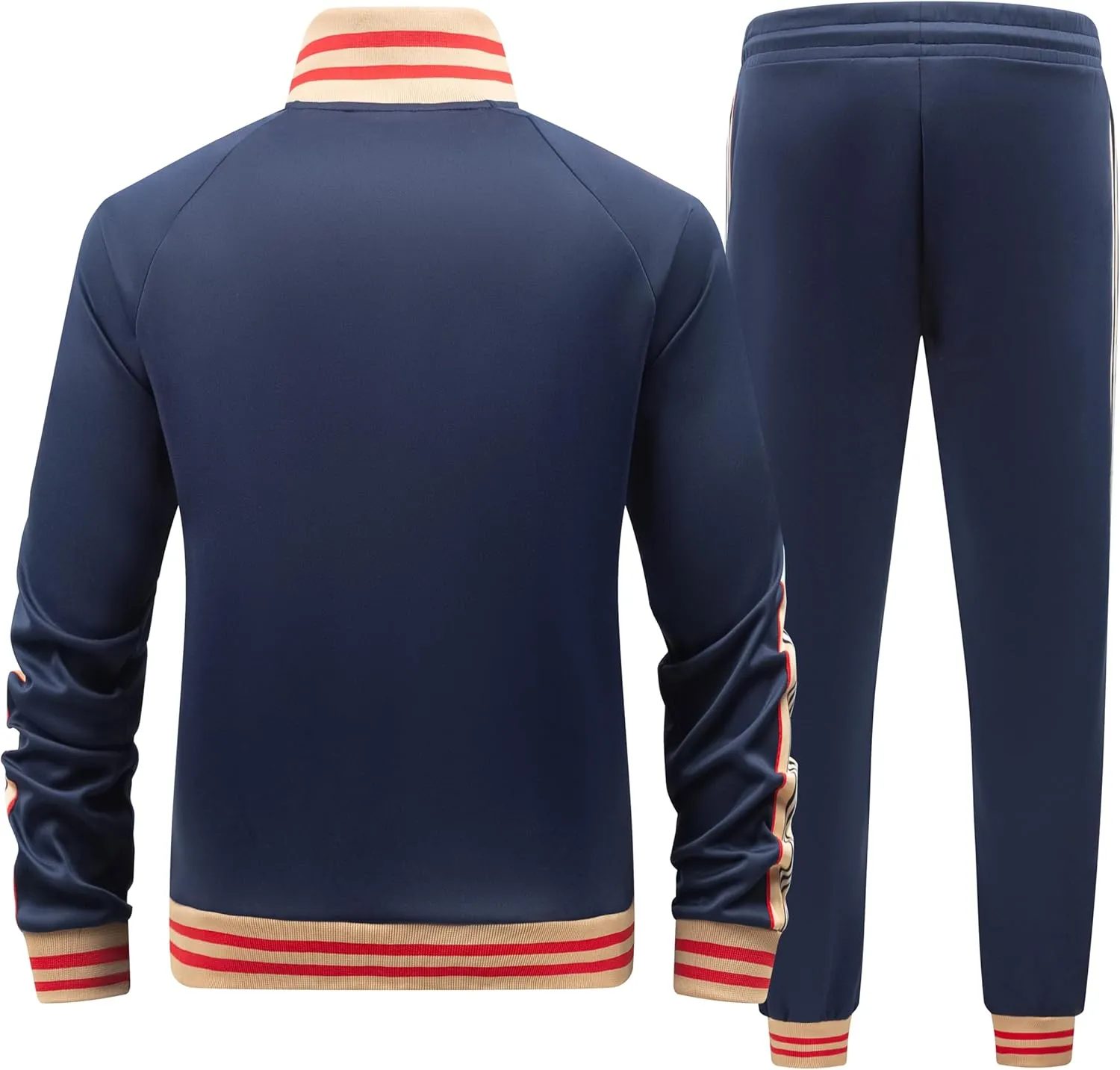 Mens Tracksuits 2 Piece Set Full Zip Velour Sweatsuit for Casual Training Outdoor - Available in Blue Khaki and Black
