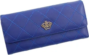 Metal Crown Long Ladies Large Purse Female PU Leather Card Holder clutch wallet bag for women (Navy)