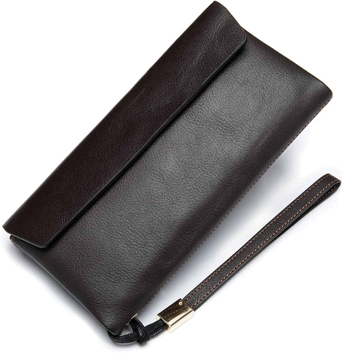 Minimalist Large Genuine Leather Wallet for Women, Ladies Phone Wristlet Clutch Purse, Multi Compartment Credit Card Holder