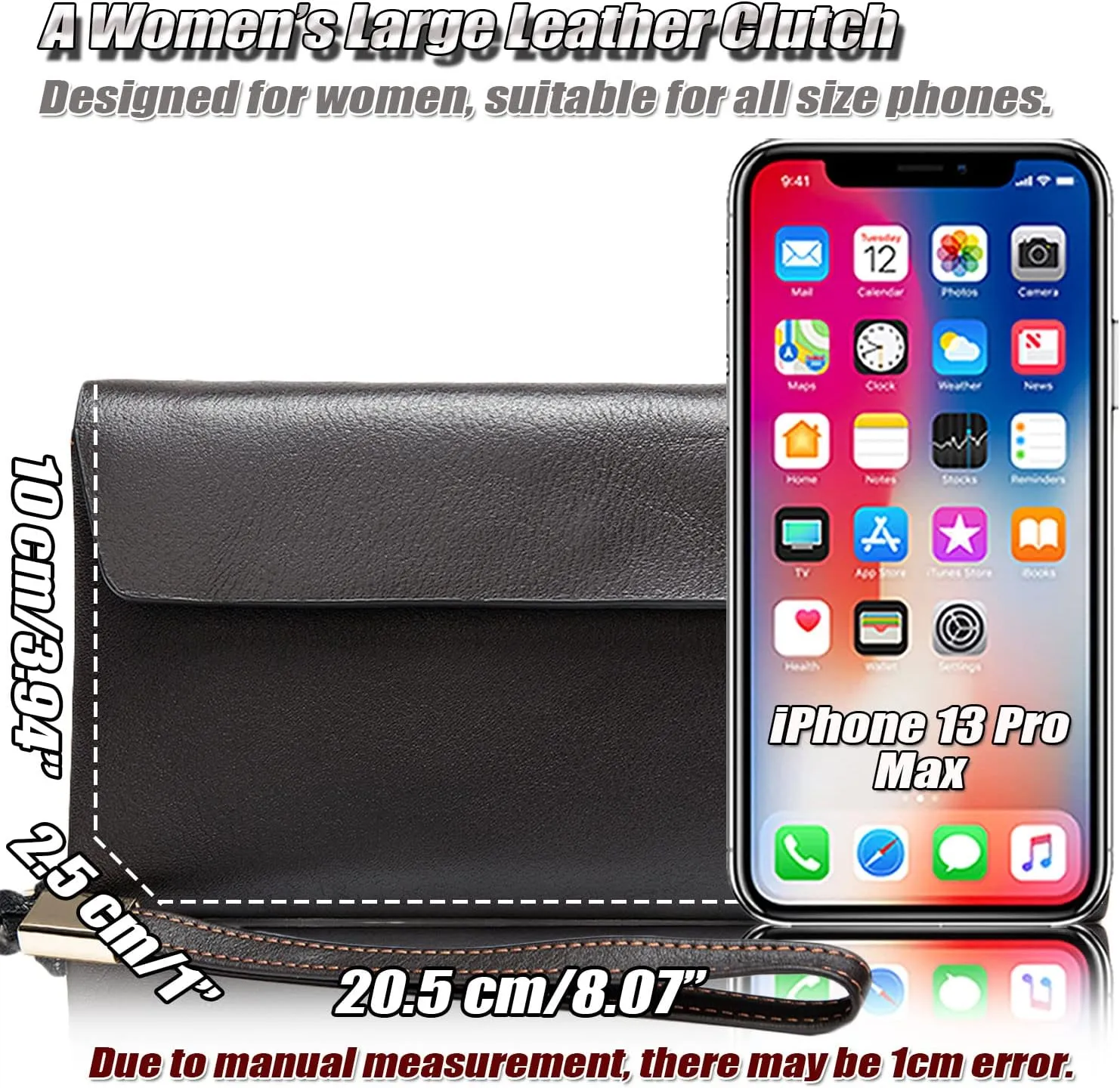 Minimalist Large Genuine Leather Wallet for Women, Ladies Phone Wristlet Clutch Purse, Multi Compartment Credit Card Holder