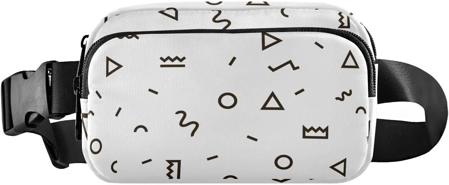 Minimalist Symbol Pattern Crossbody Bag for Women, Adjustable Belt Bag Fanny Packs, Fashion Waist Packs for Travel Running Workout