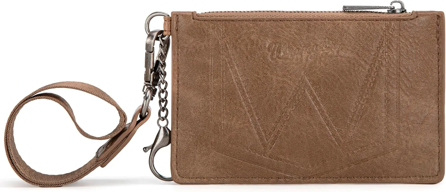 Montana West X Wrangler RFID Credit Card Holder Small Card Wallets for Women Slim Wallet Keychain Women Card Holder with Wristlet Strap
