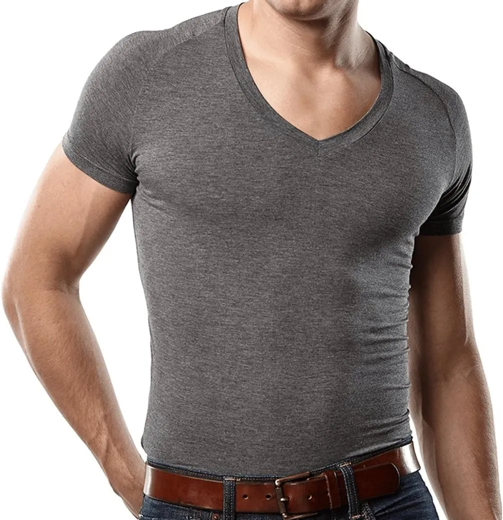 Mr. Davis Men's Bamboo Viscose Tailored Cut Stylish V Neck Undershirt - 6 Pack