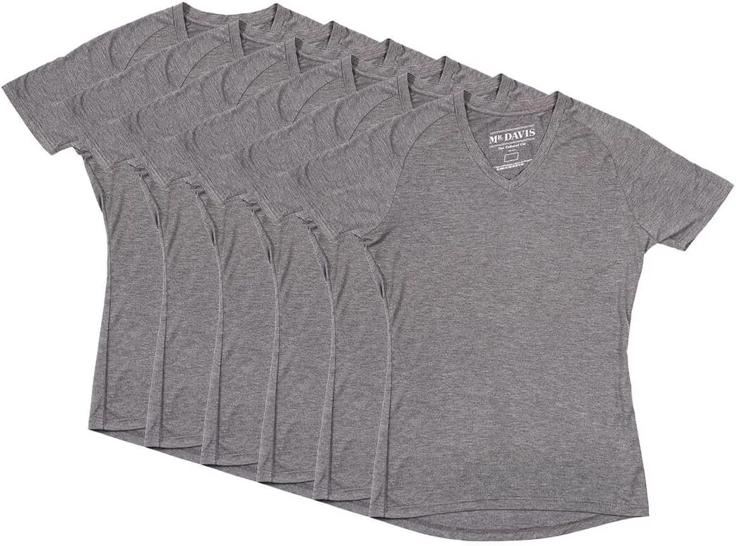Mr. Davis Men's Bamboo Viscose Tailored Cut Stylish V Neck Undershirt - 6 Pack