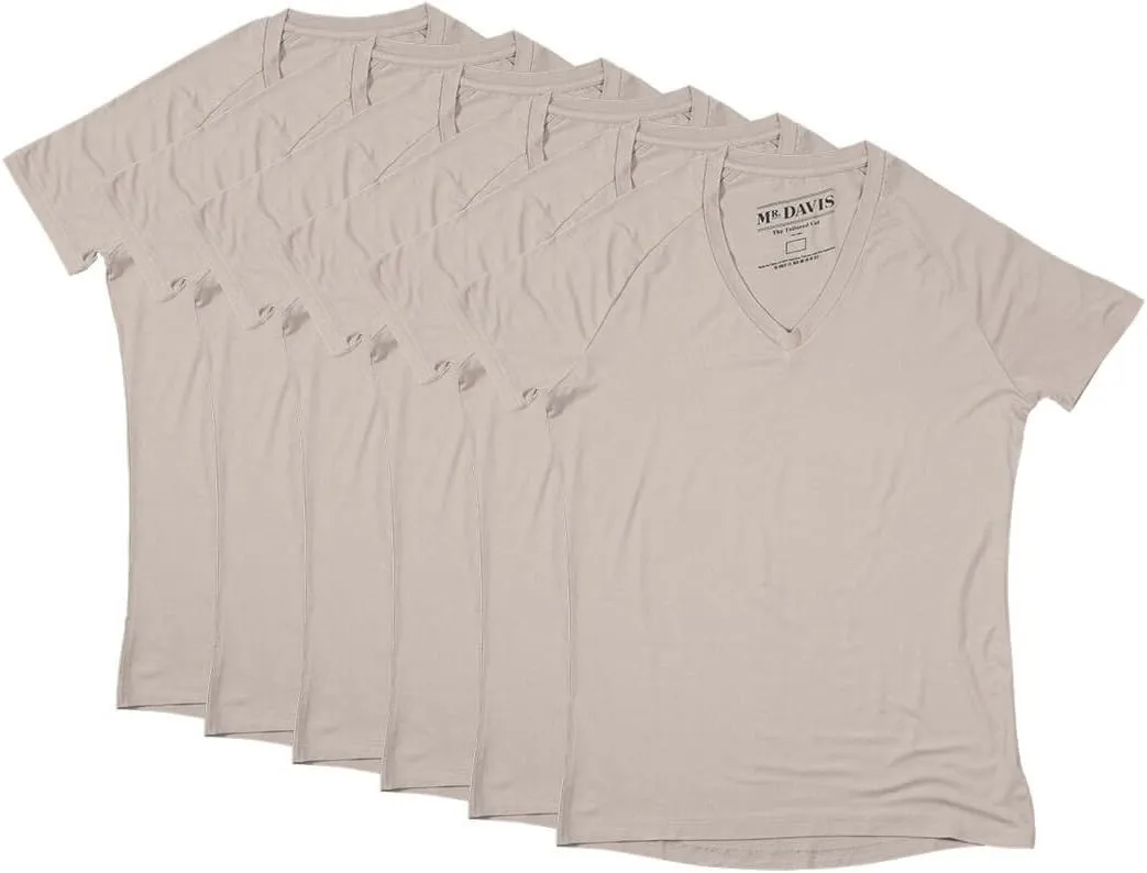 Mr. Davis Men's Bamboo Viscose Tailored Cut Stylish V Neck Undershirt - 6 Pack