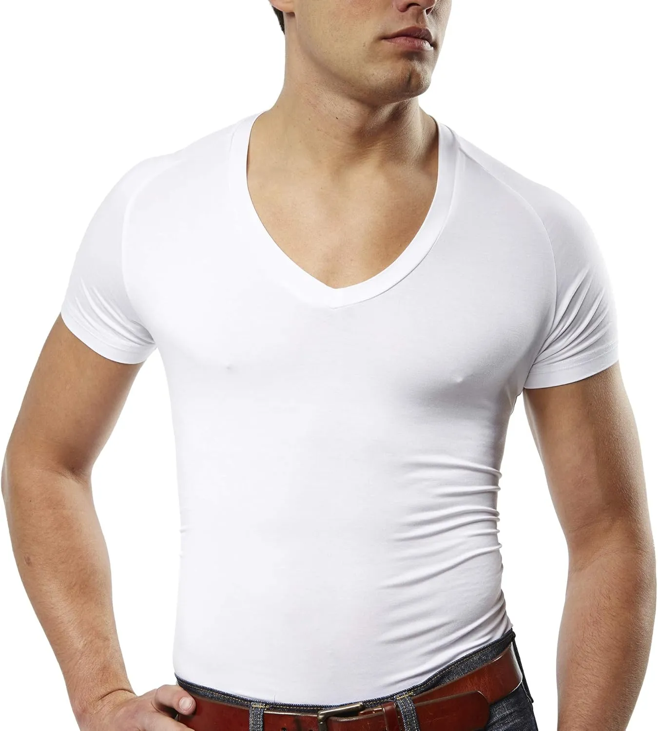 Mr. Davis Men's Bamboo Viscose Tailored Cut Stylish V Neck Undershirt - 6 Pack