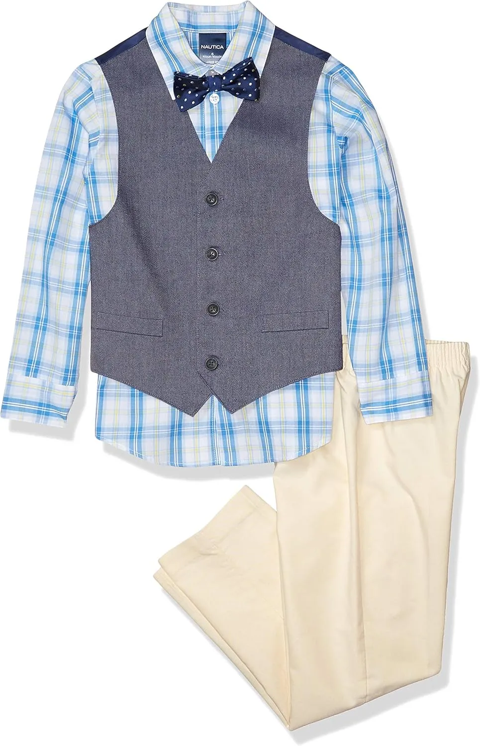 Nautica Boys' 4-Piece Legacy Formal Set, Includes Vest, Pants, Dress Shirt, and Tie