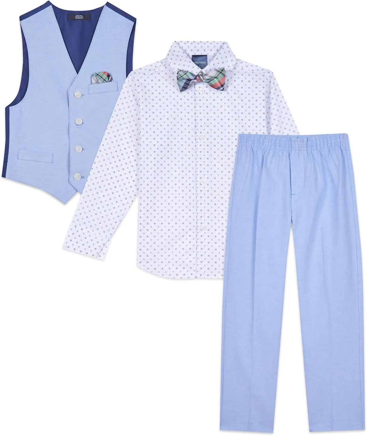 Nautica Boys' 4-Piece Legacy Formal Set, Includes Vest, Pants, Dress Shirt, and Tie