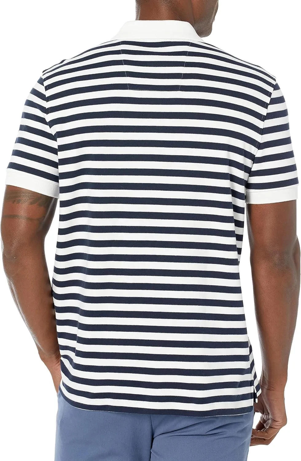 Nautica Men's Classic Fit 100% Cotton Soft Short Sleeve Stripe Polo Shirt