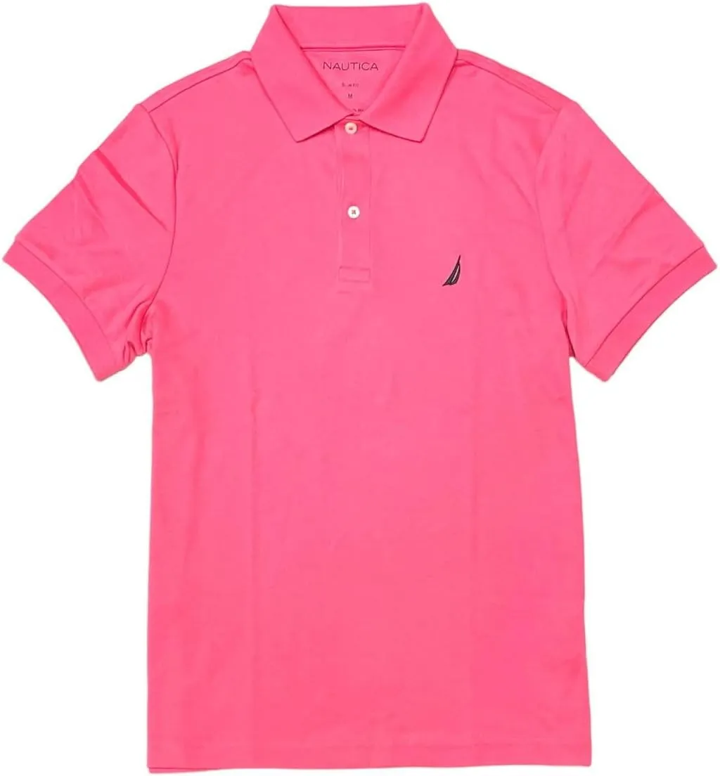 Nautica Men's Slim Fit Short Sleeve Solid Soft Cotton Polo Shirt