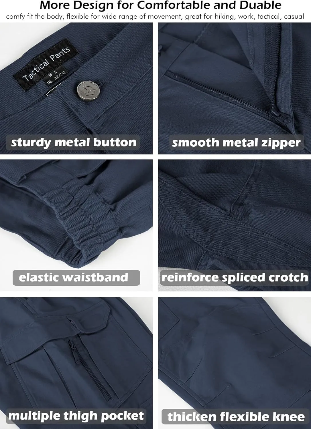 NAVEKULL Men's Flex Tactical Pants Cotton Stretch Work Cargo Pants Lightweight EDC Outdoor Hiking Trousers