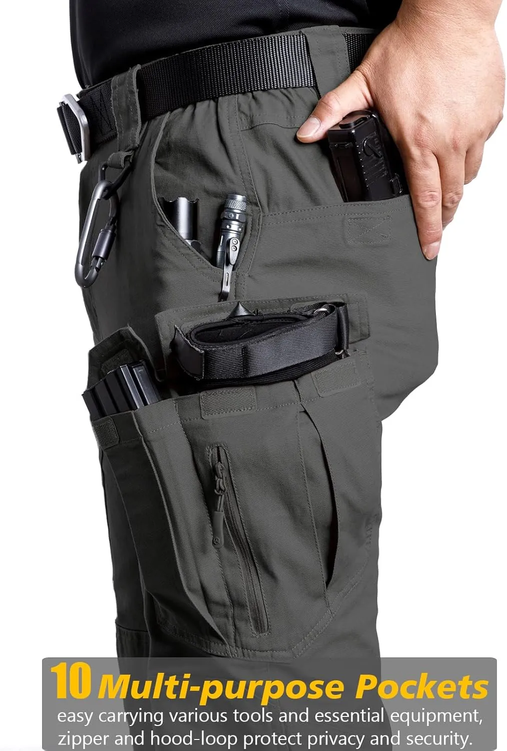 NAVEKULL Men's Flex Tactical Pants Cotton Stretch Work Cargo Pants Lightweight EDC Outdoor Hiking Trousers