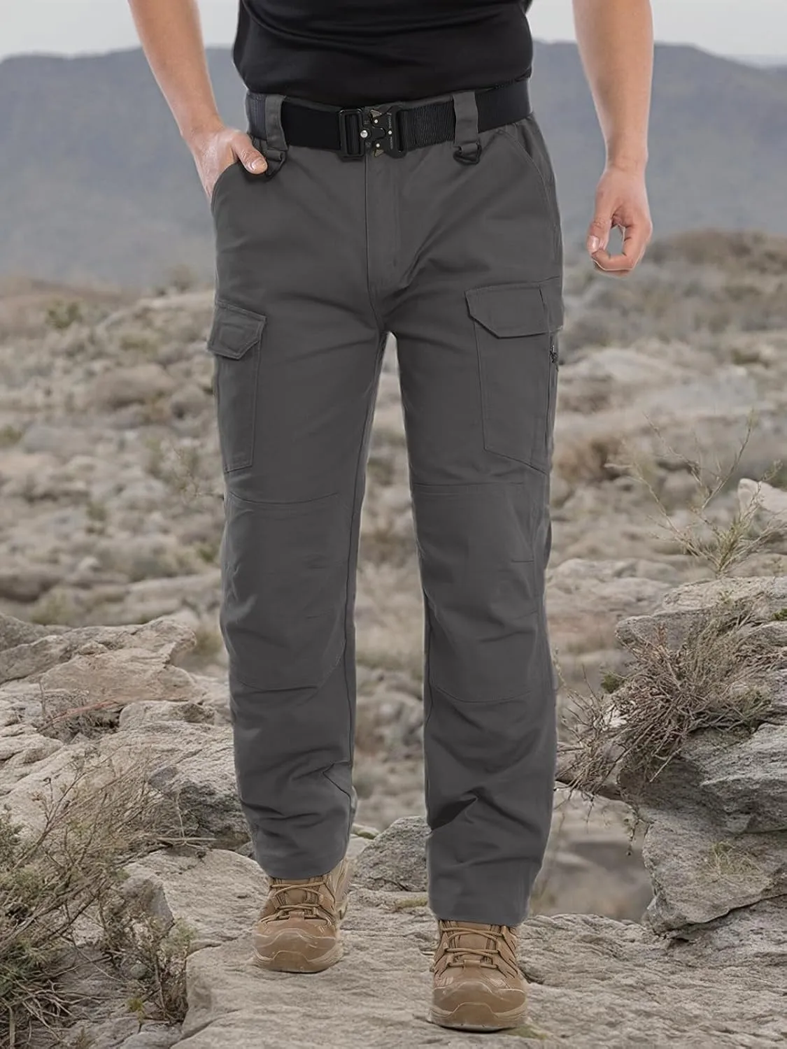 NAVEKULL Men's Flex Tactical Pants Cotton Stretch Work Cargo Pants Lightweight EDC Outdoor Hiking Trousers