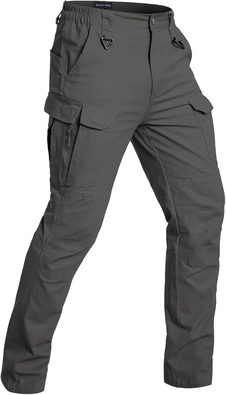 NAVEKULL Men's Flex Tactical Pants Cotton Stretch Work Cargo Pants Lightweight EDC Outdoor Hiking Trousers