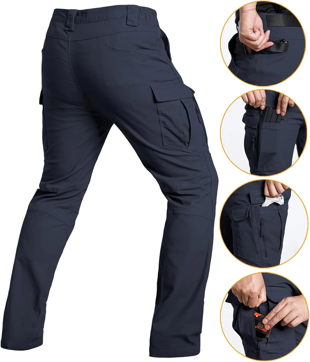 NAVEKULL Men's Flex Tactical Pants Cotton Stretch Work Cargo Pants Lightweight EDC Outdoor Hiking Trousers