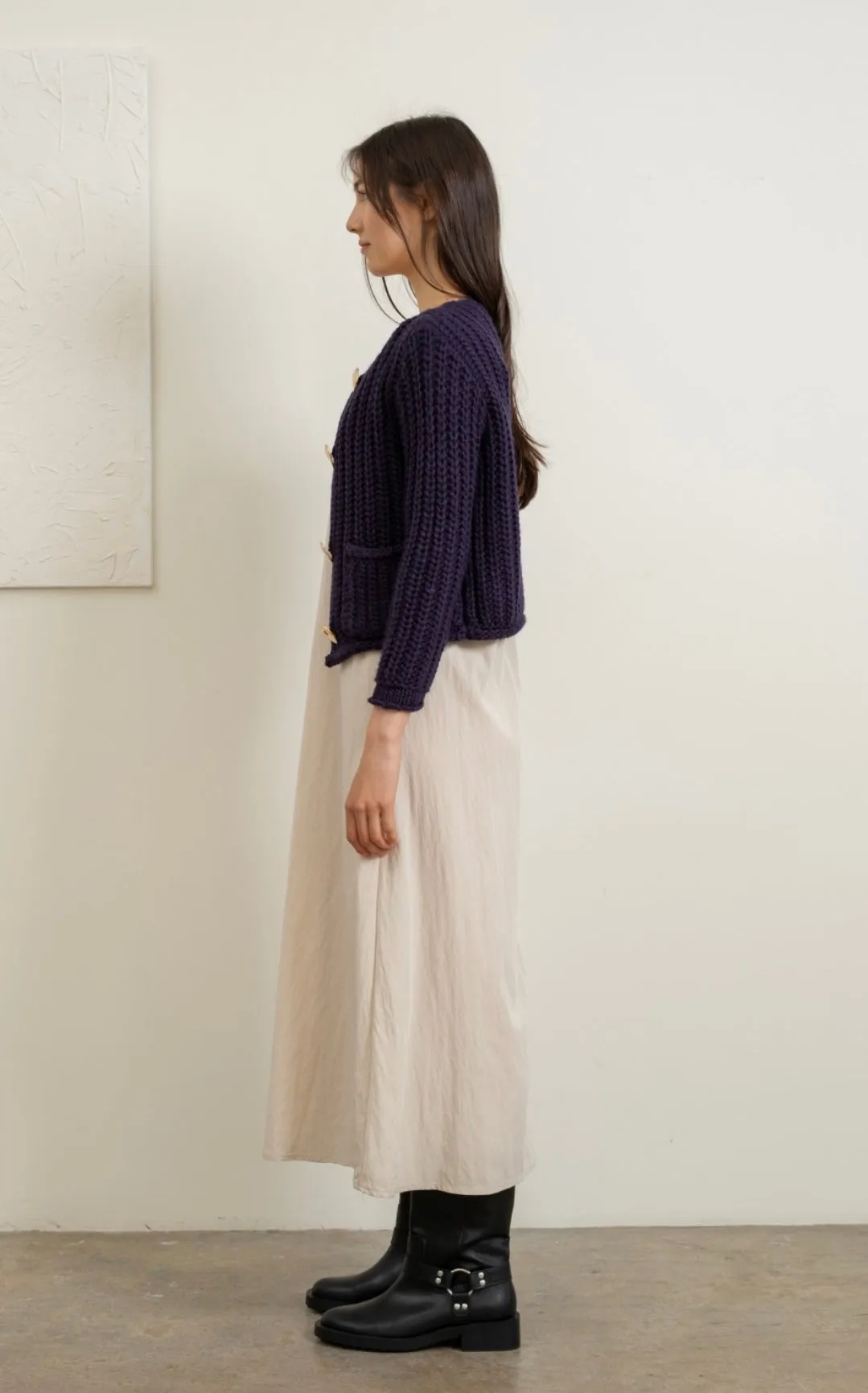 Navy Chunky Knit Cardigan