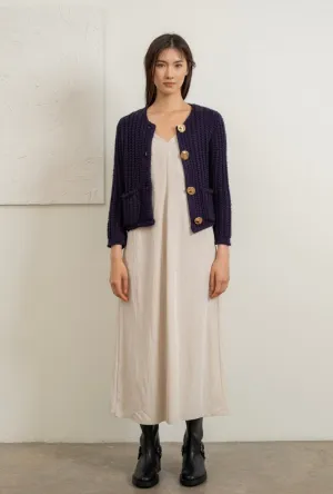 Navy Chunky Knit Cardigan