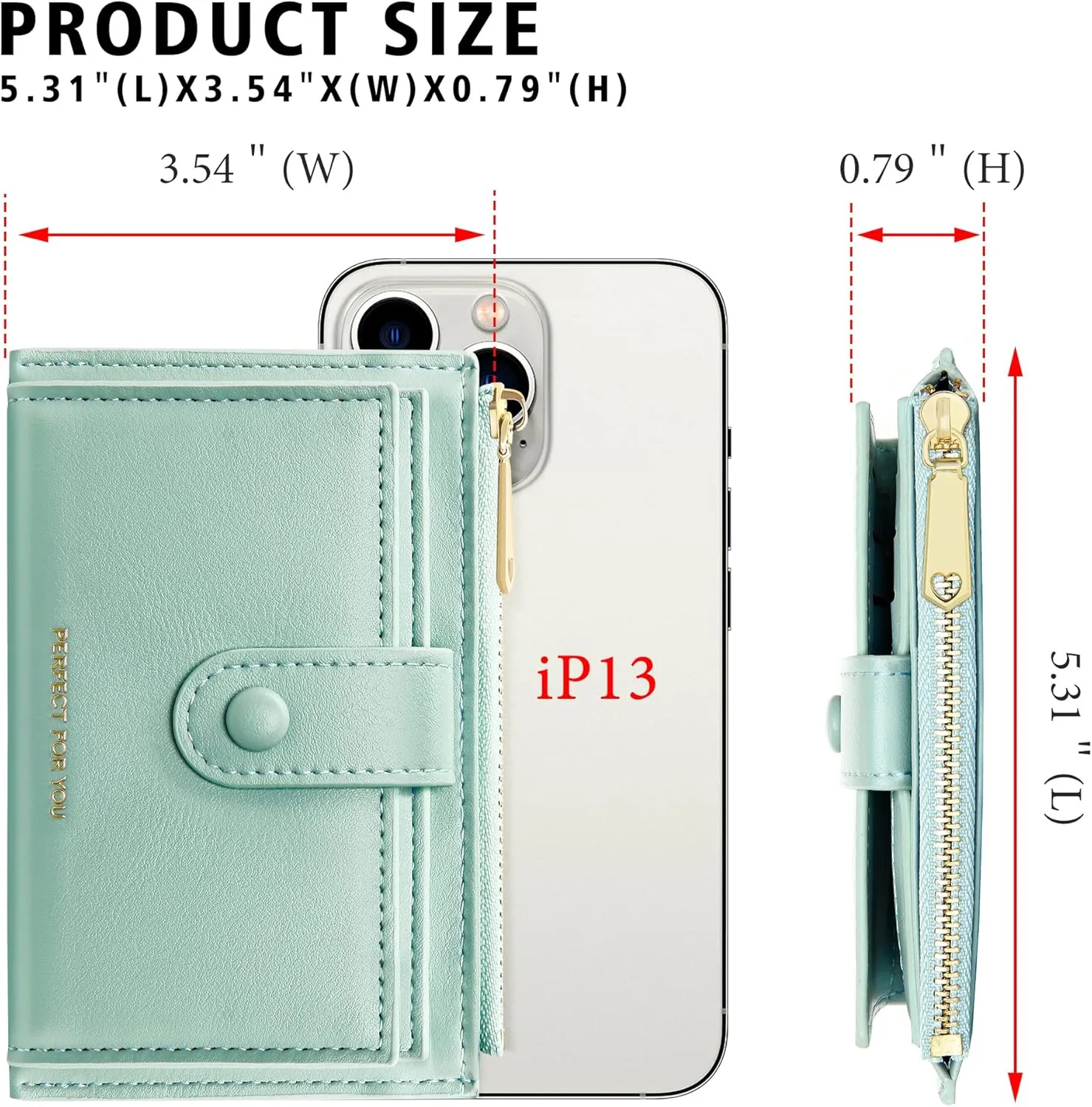 OIDERY Small Wallet For Women RFID Minimalist Credit Card Holder Wallet Slim Leather Keychain Wallet With Zipper Pocket ID Window