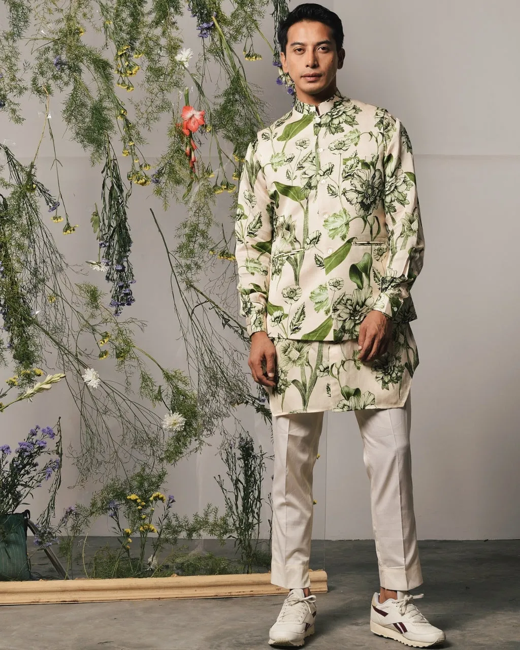 Olive Brava Kurta & Pajama Bandi Set