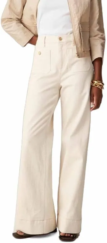 Oprah's Favorite - Tummy Control Sailor Wide Leg Trouser, Chiccurva Jeans, Wide Leg Cropped Denim Pants