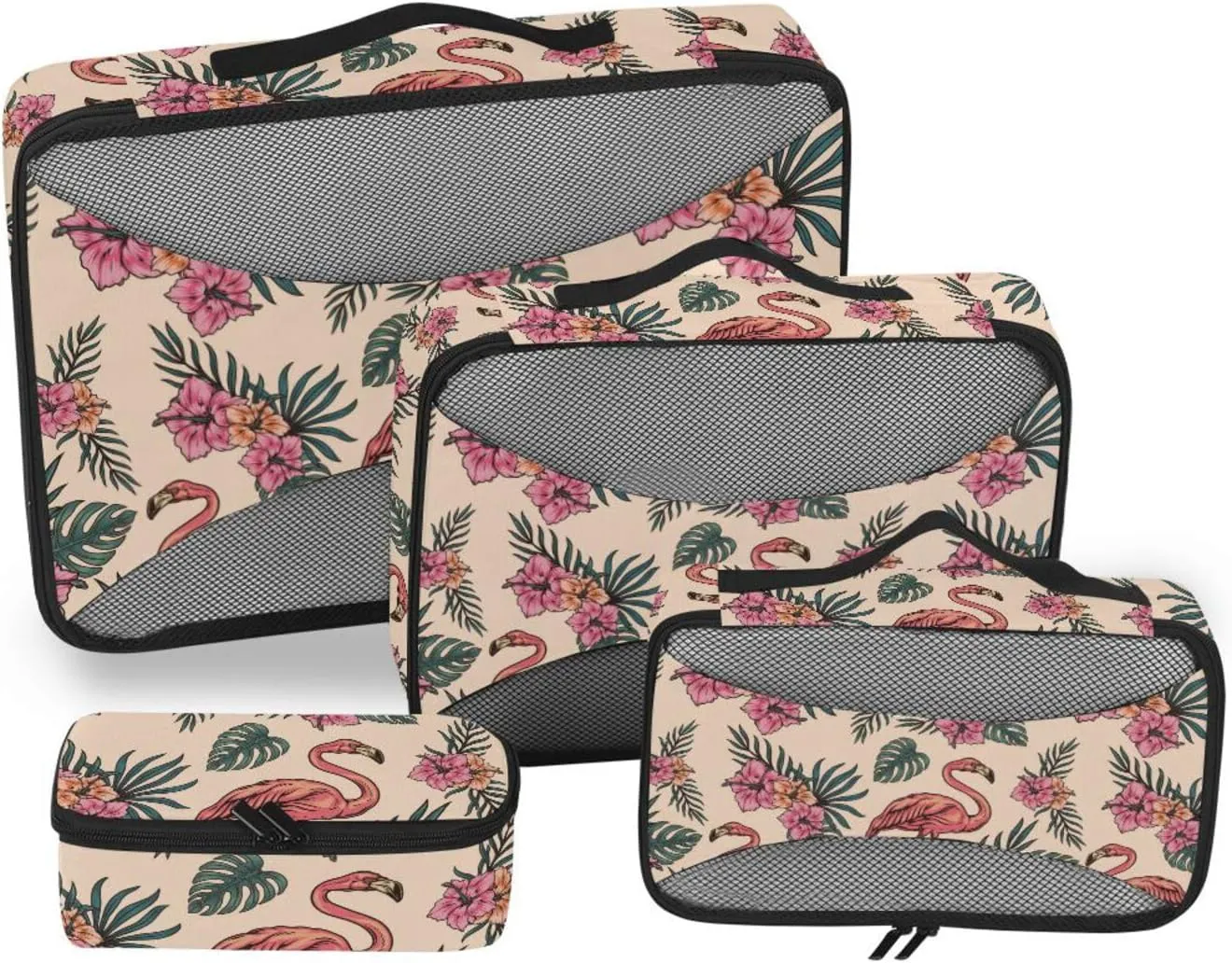 Packing Cube Set of 4 Luggage Bags Organizers Packing Cubes for Travel Women Packing Cunes Tropical Vintage