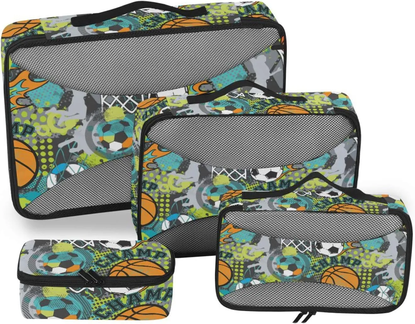 Packing Cubes for Travel Set of 4 Luggage Packing Cubes Suitcase Organizers Packimg Cubes Sport Pattern Balls