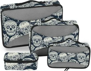 Packing Cubes Set of 4 Luggage Packing Cubes Travel Cube Packimg Cubes Sugar Skull
