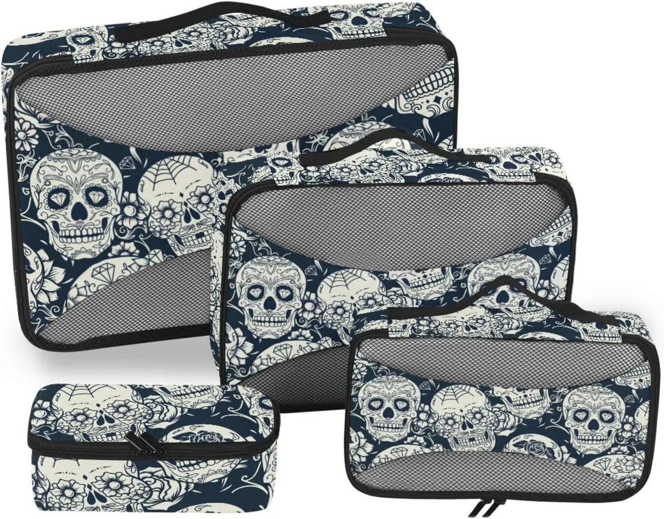 Packing Cubes Set of 4 Luggage Packing Cubes Travel Cube Packimg Cubes Sugar Skull