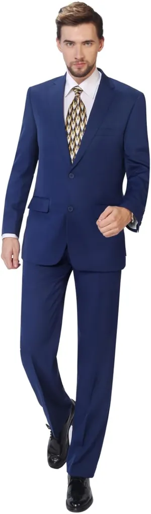 P&L Men's 2-Piece Classic Fit Single Breasted 2 Buttons Blazer & Trousers Suit
