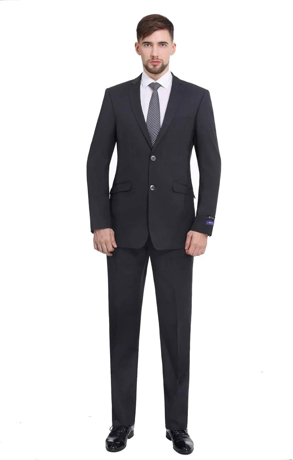 P&L Men's Suit Slim Fit 2 Piece for Business Wedding Prom Premium Jacket Blazer and Flat Pants Set