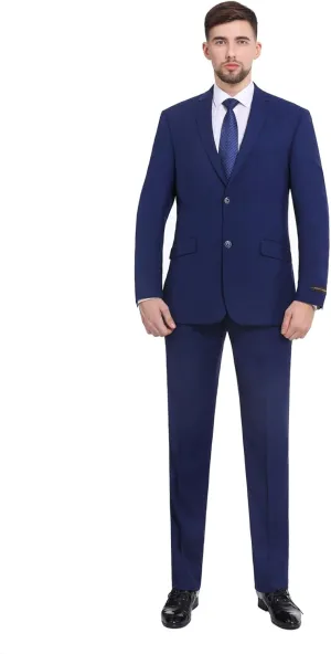 P&L Men's Suit Slim Fit 2 Piece for Business Wedding Prom Premium Jacket Blazer and Flat Pants Set