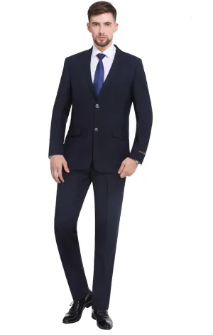 P&L Men's Suit Slim Fit 2 Piece for Business Wedding Prom Premium Jacket Blazer and Flat Pants Set