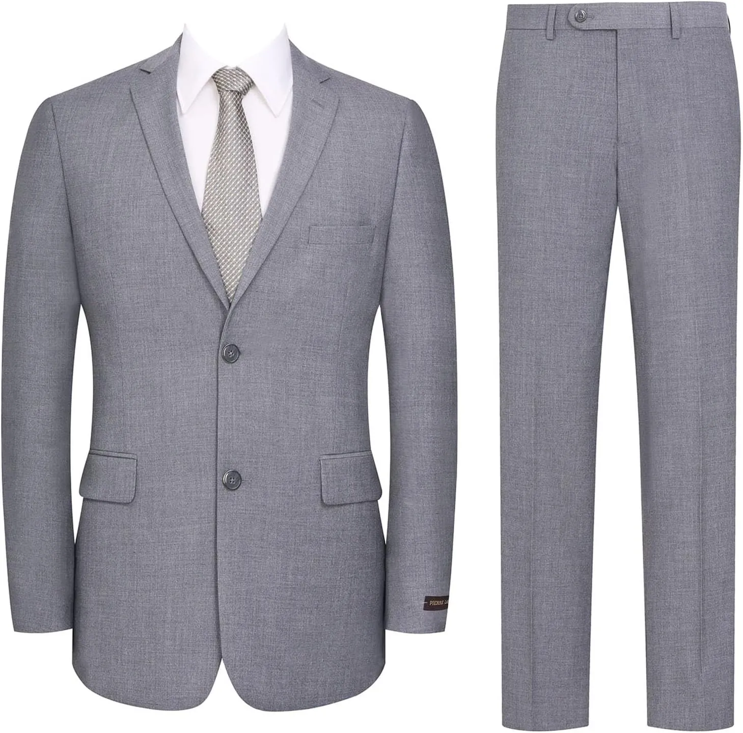 P&L Men's Suit Slim Fit 2 Piece for Business Wedding Prom Premium Jacket Blazer and Flat Pants Set