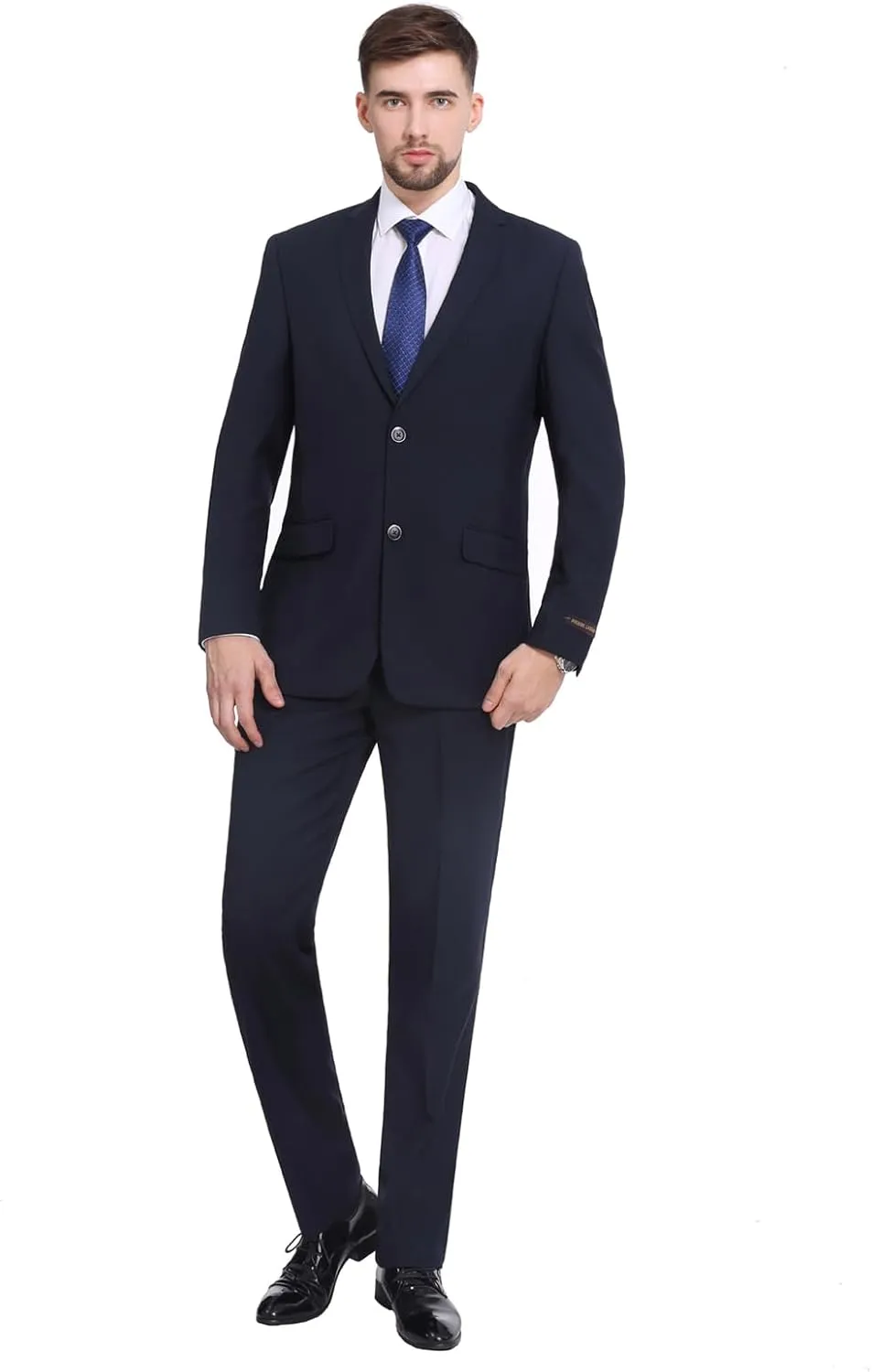 P&L Men's Suit Slim Fit 2 Piece for Business Wedding Prom Premium Jacket Blazer and Flat Pants Set