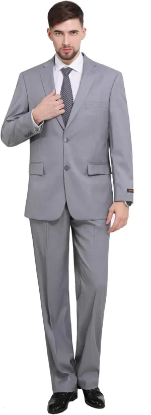 P&L Men's Suit Slim Fit 2 Piece for Business Wedding Prom Premium Jacket Blazer and Flat Pants Set