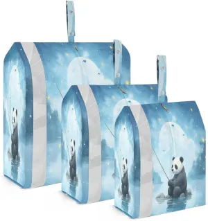 Panda Bear Fishing Packing Cubes for Travel 3 Set Packing Essentials Suitcase Organizer for Travel Essentials