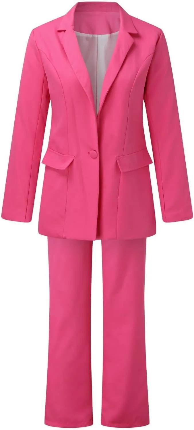 Pants Suits for Women Dressy 2 Piece Business Casual Long Sleeve Open Front Blazer Pant Suit Set Wedding Prom Work