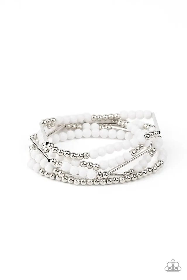 Paparazzi Bracelet ~ BEAD Between The Lines - White