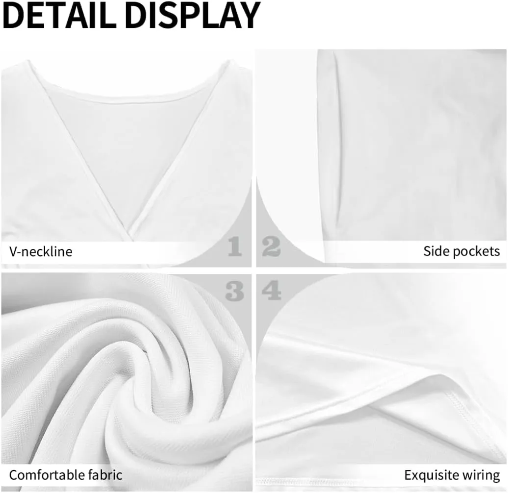 Pinupub Women Short Sleeve Wrap V Neck Dress Novelty Cute Graphic Casual Aloha Luau Party Dresses