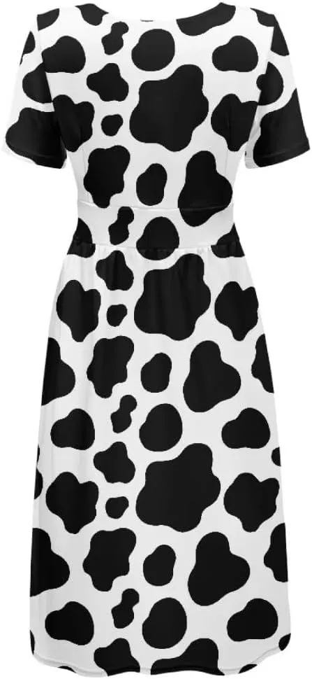 Pinupub Women Short Sleeve Wrap V Neck Dress Novelty Cute Graphic Casual Aloha Luau Party Dresses
