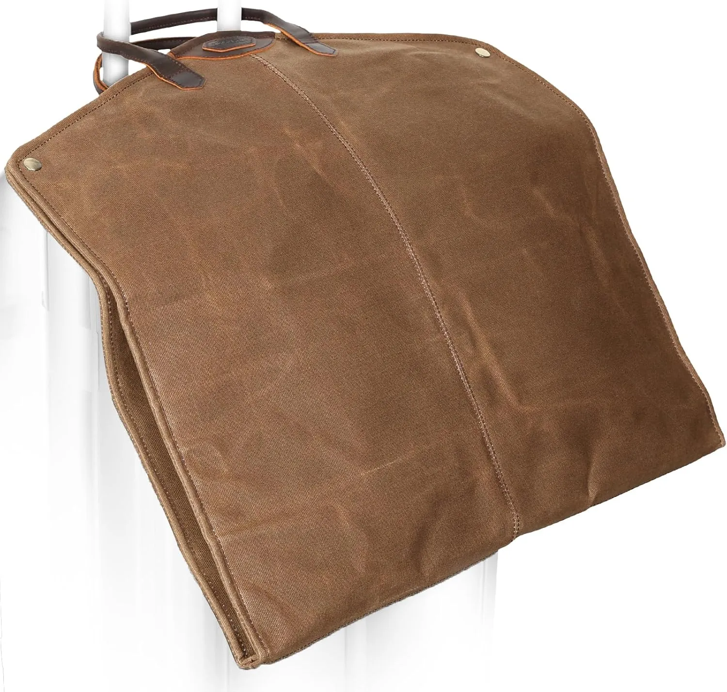 Polare 43 Waxed Canvas Full Grain Leather Trim Garment Bag for Travel, Large Carry on Business Suitcase Cover with YKK Zipper, Waterproof Hanging Suit Garment Cover with Handles,1 pack