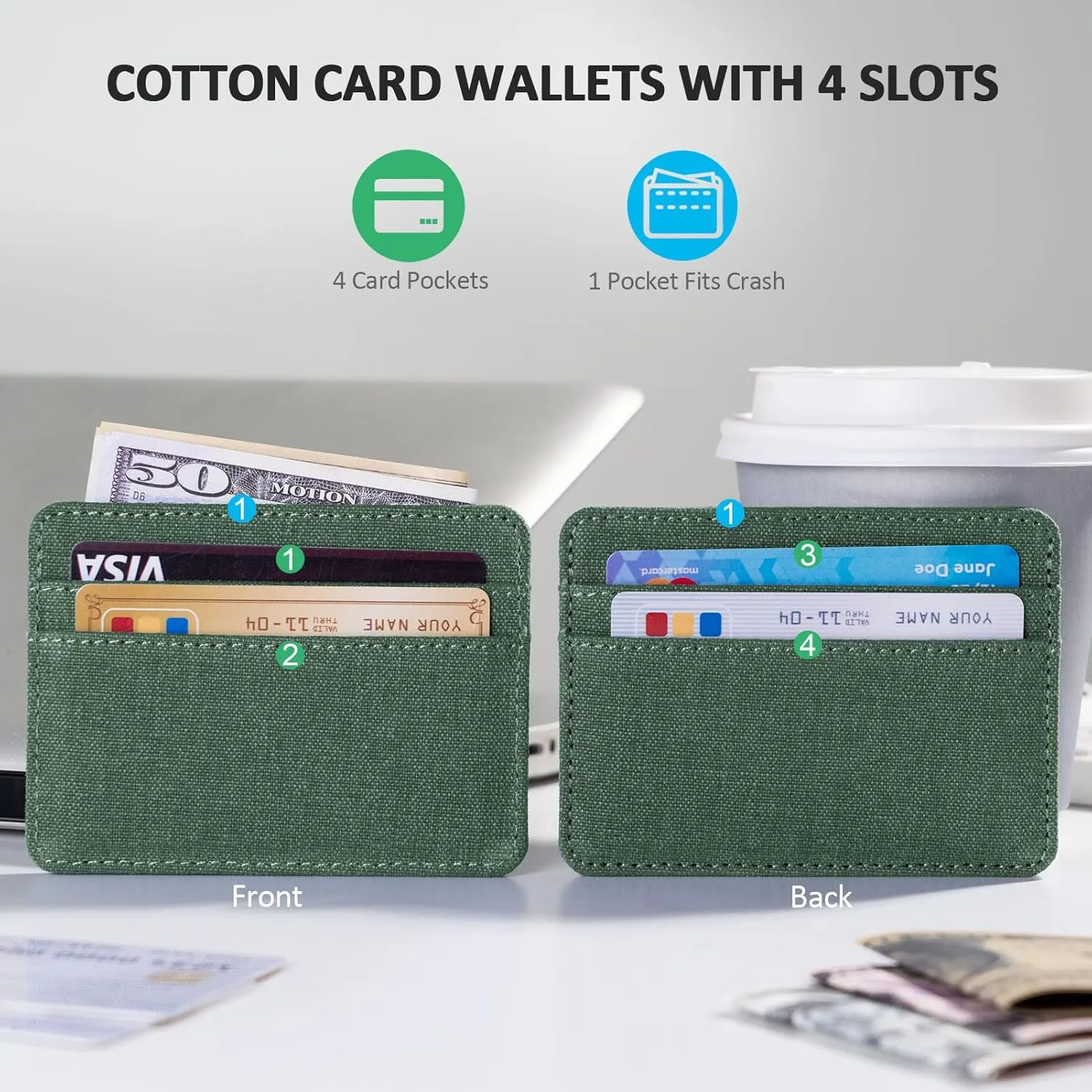 Qbool Mens Front Pocket Wallet Slim Minimalist with RFID Blocking Cash Slot Credit Card Holder (Z-darkslategray)