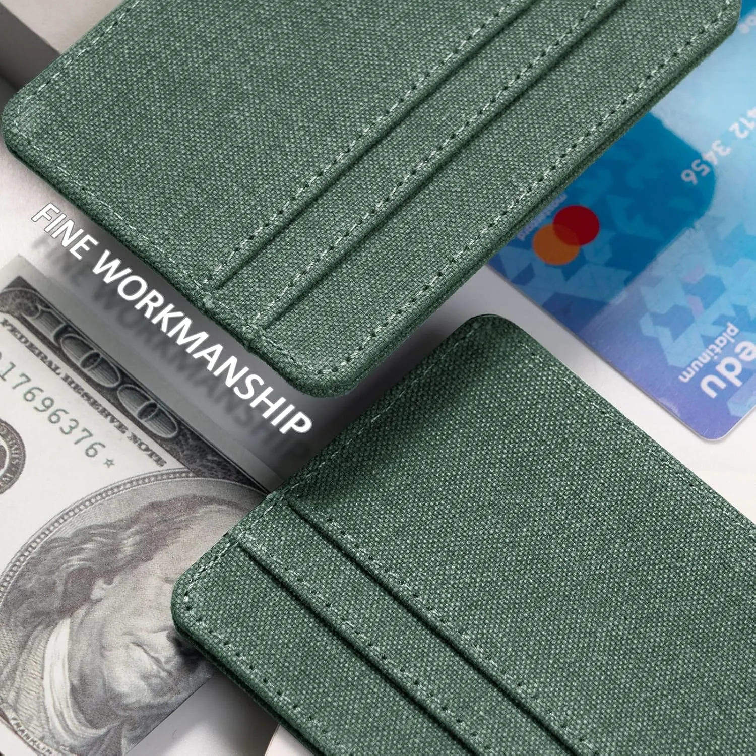 Qbool Mens Front Pocket Wallet Slim Minimalist with RFID Blocking Cash Slot Credit Card Holder (Z-darkslategray)