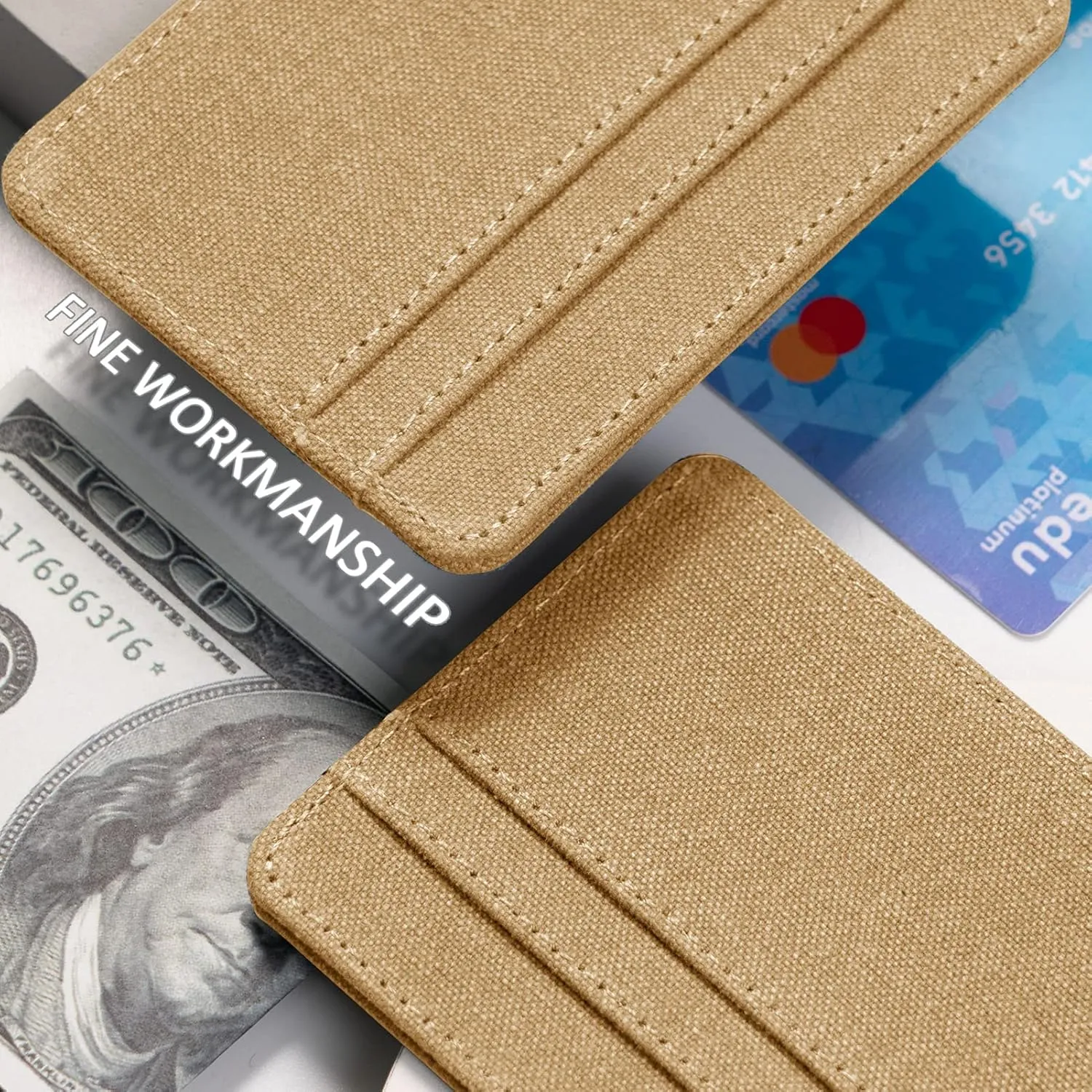 Qbool Mens Front Pocket Wallet Slim Minimalist with RFID Blocking Cash Slot Credit Card Holder (Z-khaki)