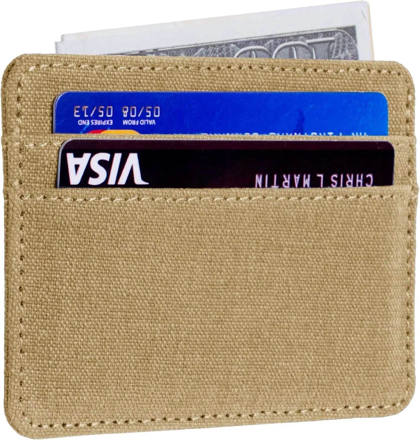 Qbool Mens Front Pocket Wallet Slim Minimalist with RFID Blocking Cash Slot Credit Card Holder (Z-khaki)