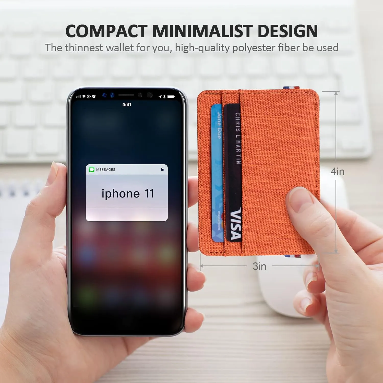 Qbool Mens Front Pocket Wallet Slim Minimalist with RFID Blocking Cash Slot Credit Card Holder (Z-Nacarat)