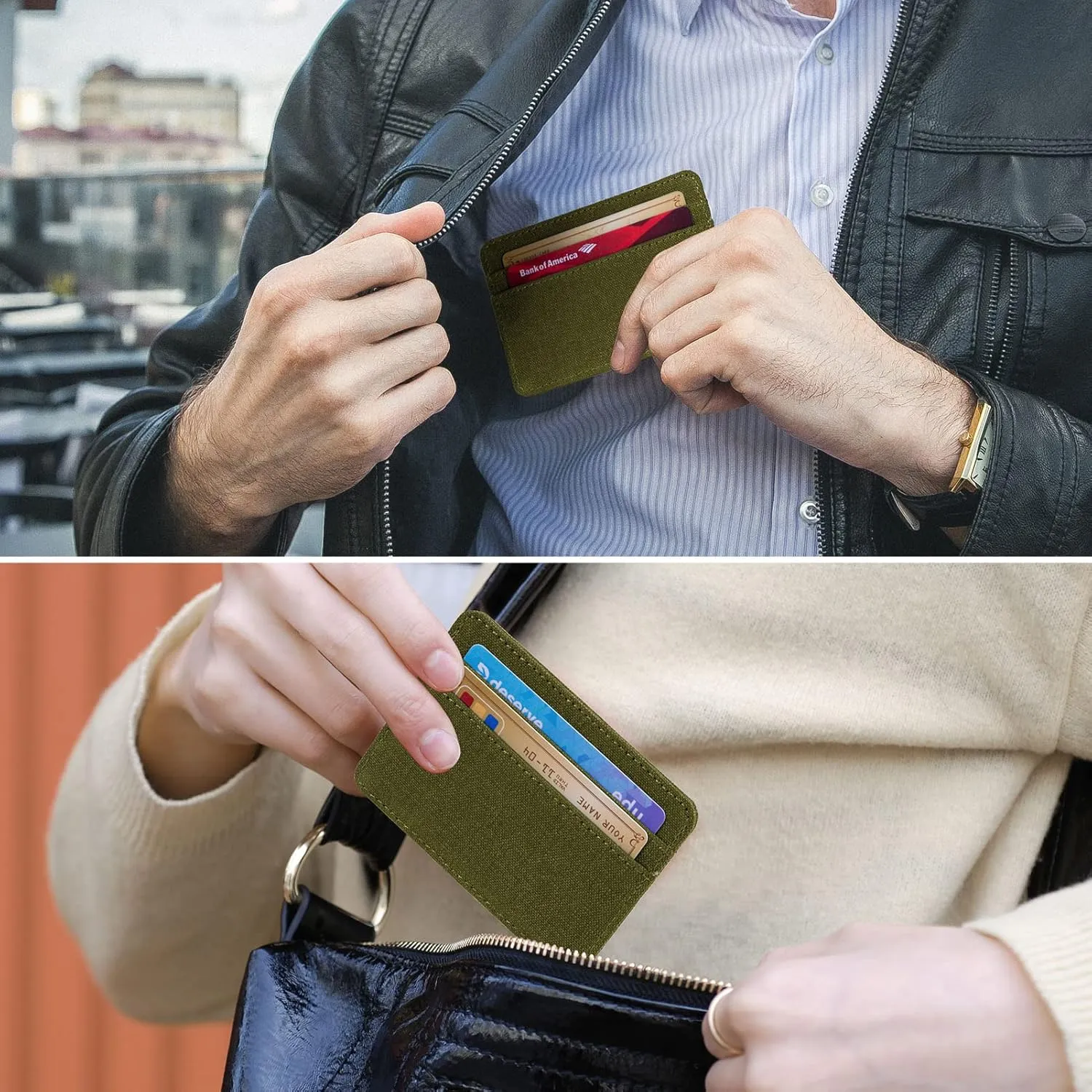Qbool Mens Front Pocket Wallet Slim Minimalist with RFID Blocking Cash Slot Credit Card Holder (Z-Turquoise)