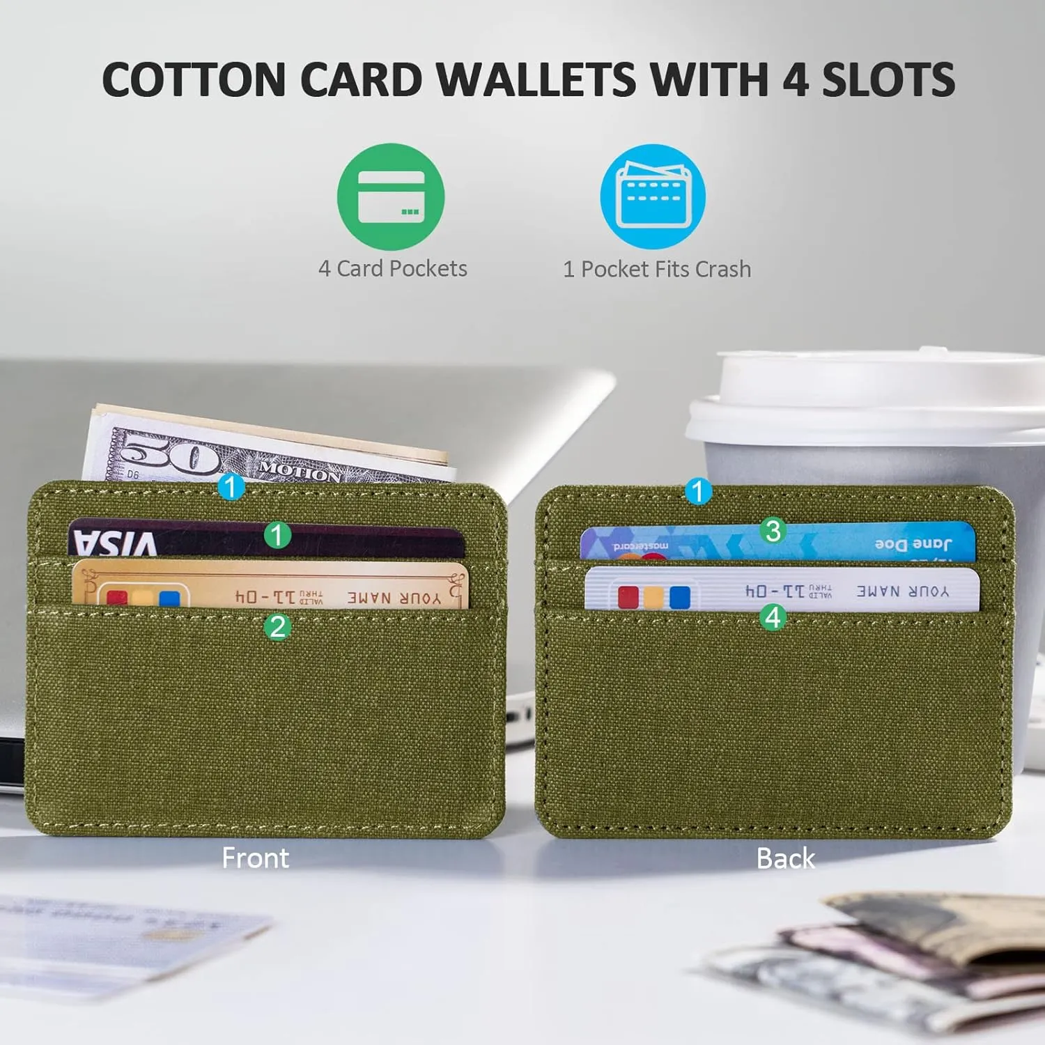 Qbool Mens Front Pocket Wallet Slim Minimalist with RFID Blocking Cash Slot Credit Card Holder (Z-Turquoise)